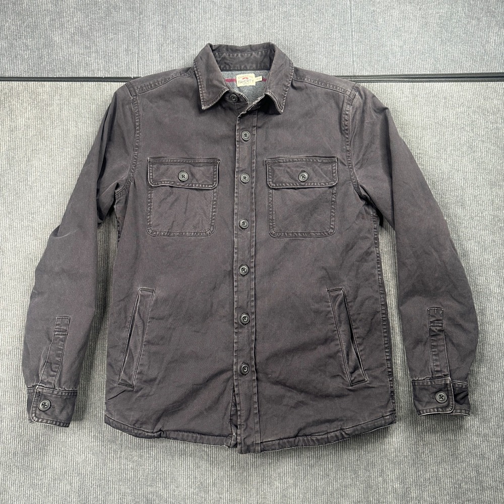 Faherty Blanket Shirt Jacket XS Gray Flannel Lined Shacket Workwear